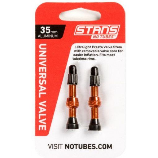 Stans NoTubes Tubeless-venttiili alumiini oranssi 35mm pari